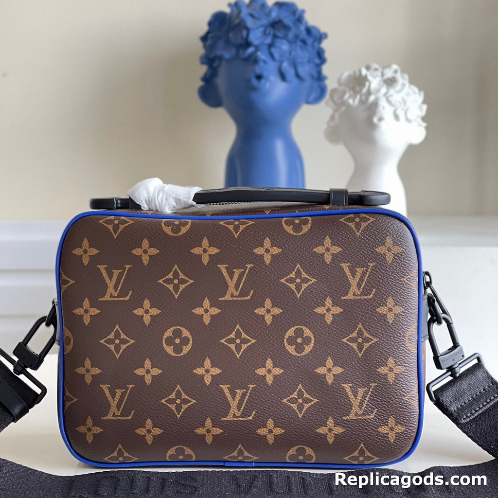 Brown Floral Pattern Blue Line Bags