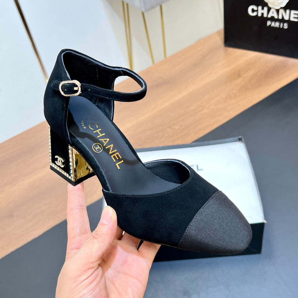 Rhinestone square heel high heels 1824082802