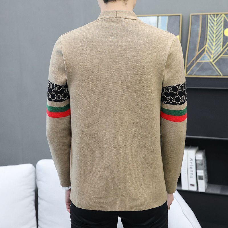 Knitted cardigan jacket men's autumn and winter new trend outerwear fashion all-match sweater men