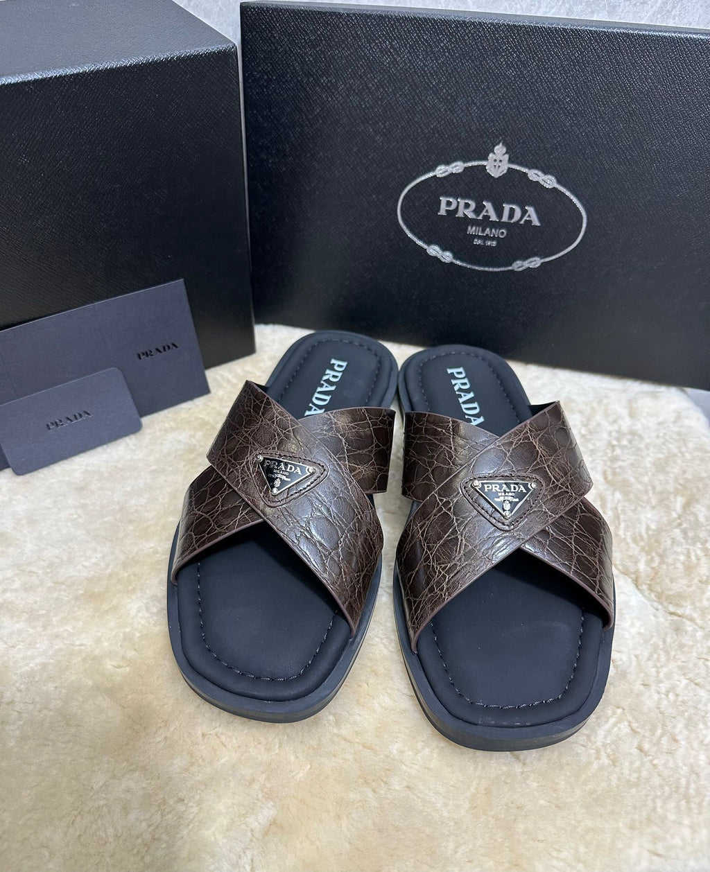 Pr Men's Crocodile Leather Slippers 0726042102