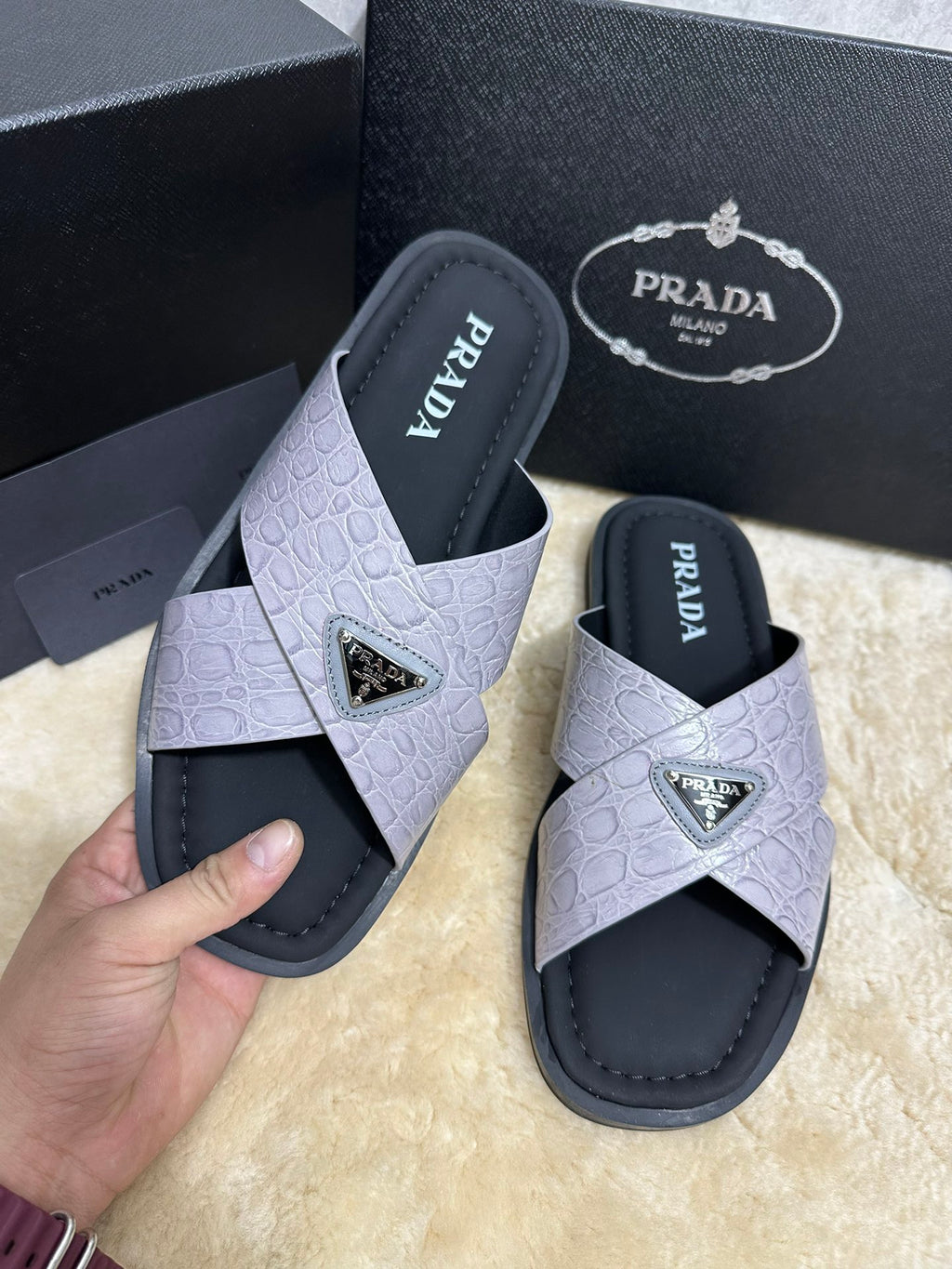 Pr Men's Crocodile Leather Slippers 0726042102