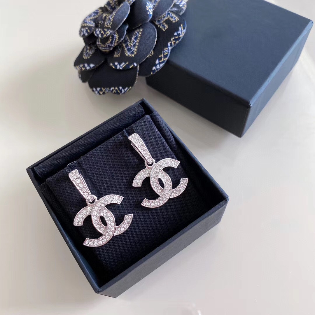 Classic Double Row Full Diamond Crystal Earrings