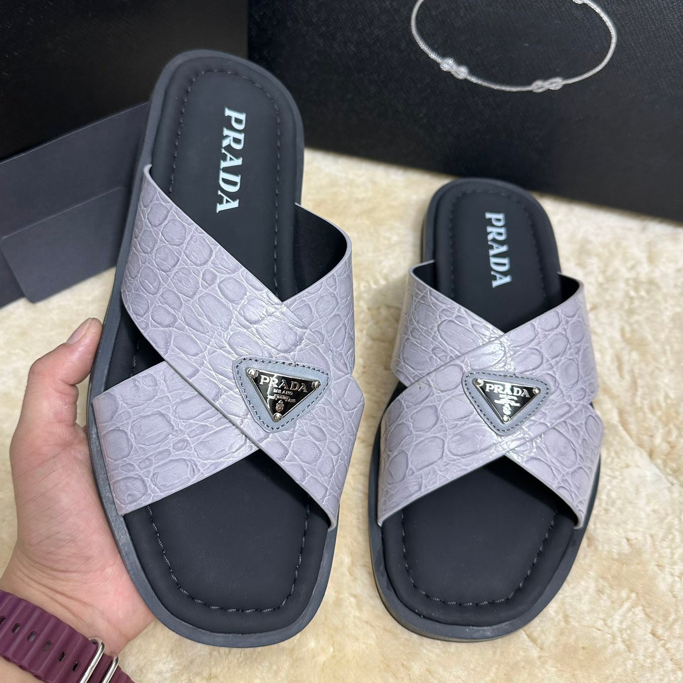 Pr Men's Crocodile Leather Slippers 0726042102