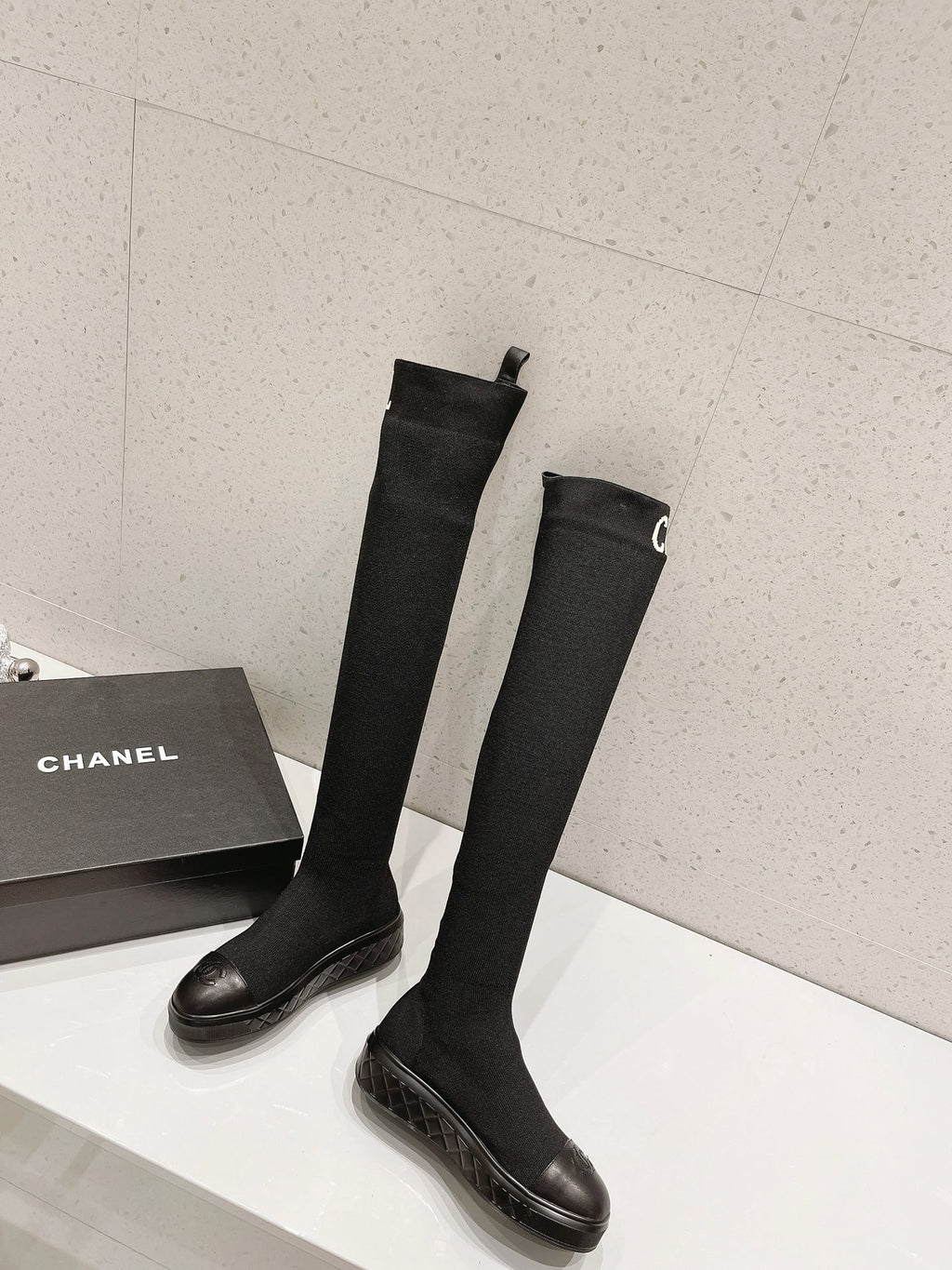 23 New CL classic letter embroidered stretch boots XC0423101303