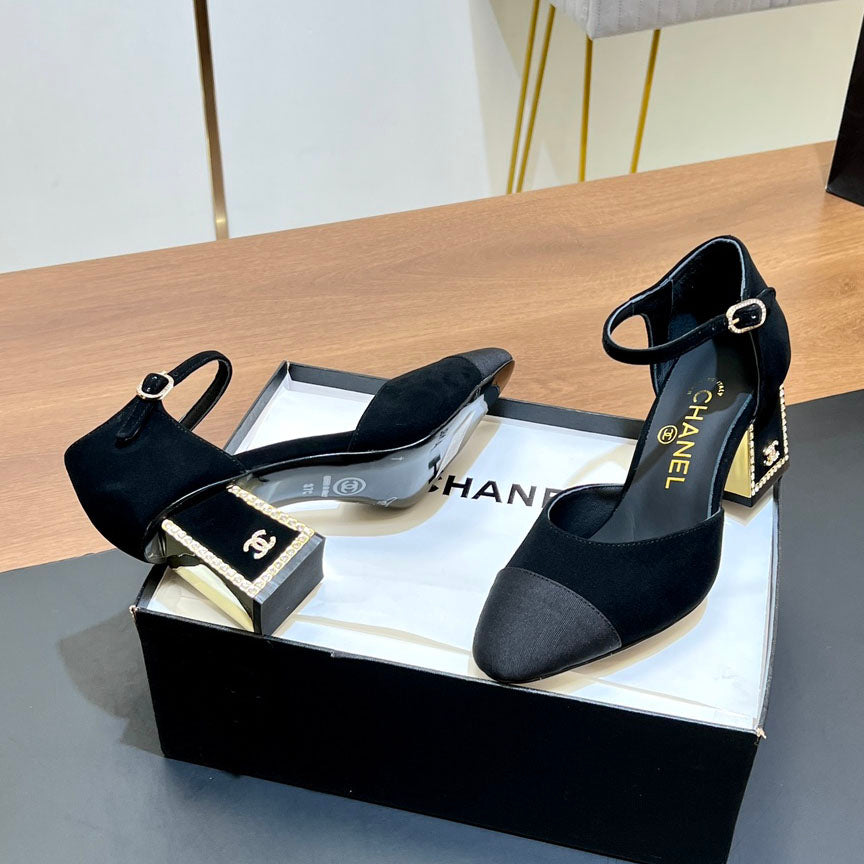 Rhinestone square heel high heels 1824082802