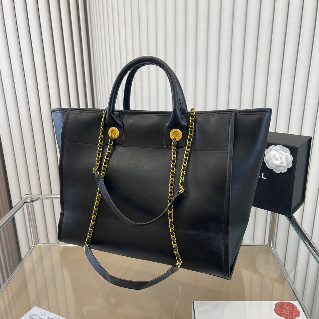 Black Simple Unique Design Beach Bag WLFBG23021725