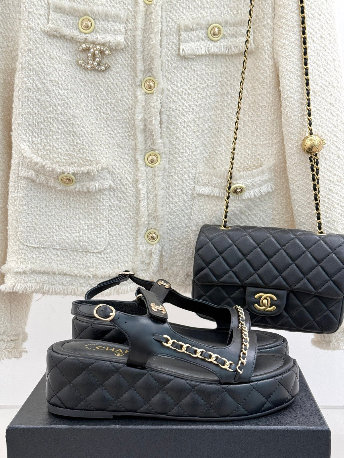 Diamond chain thick-soled platform sandals 0725031110