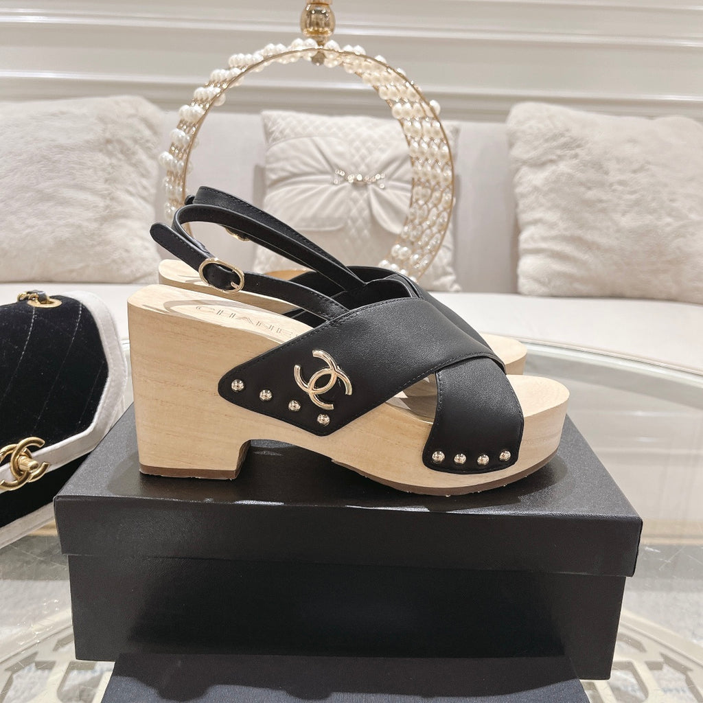 24ss wood grain platform sandals 0724071707