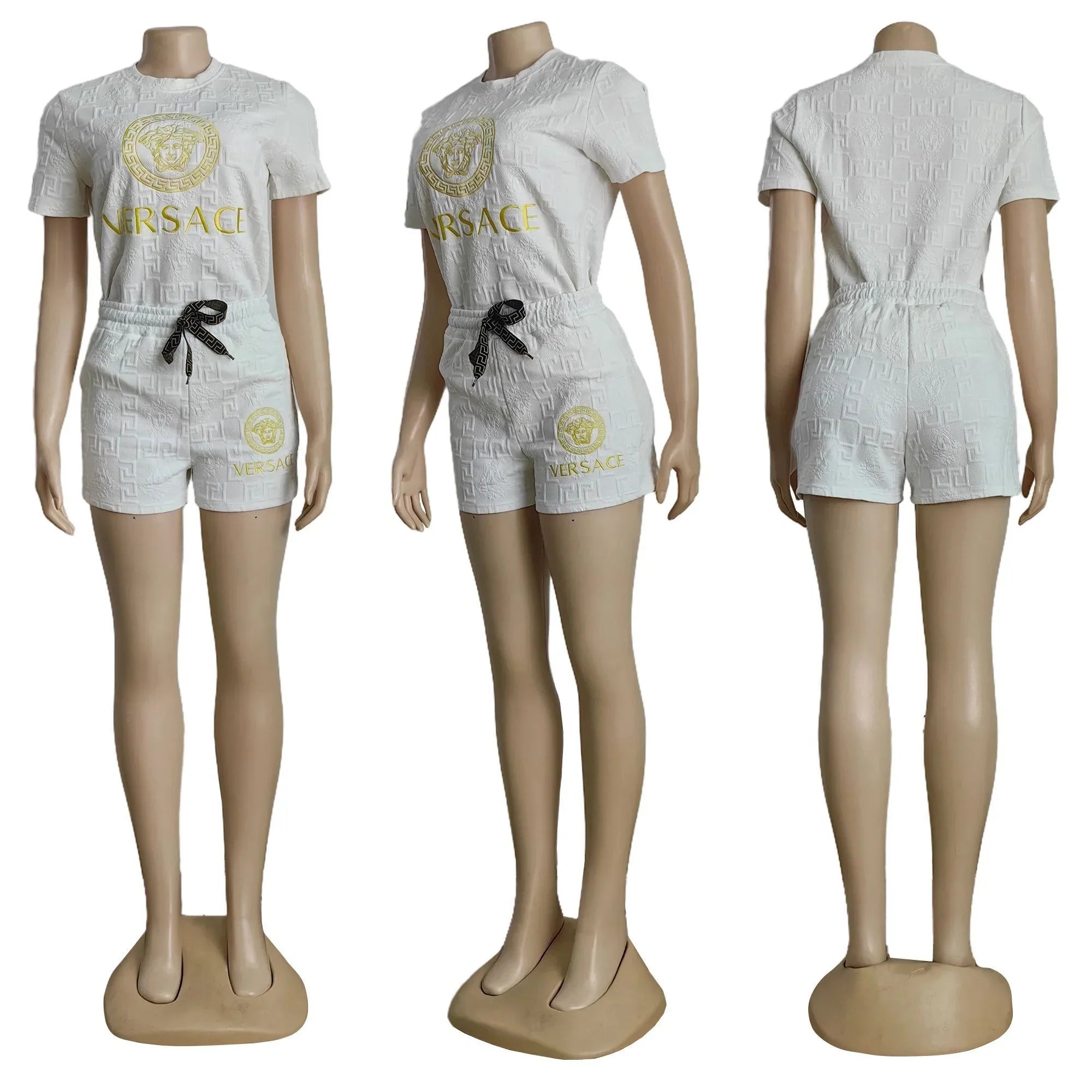 Fashion Trend New Embossed Short Sleeve Shorts Suit 1024062107