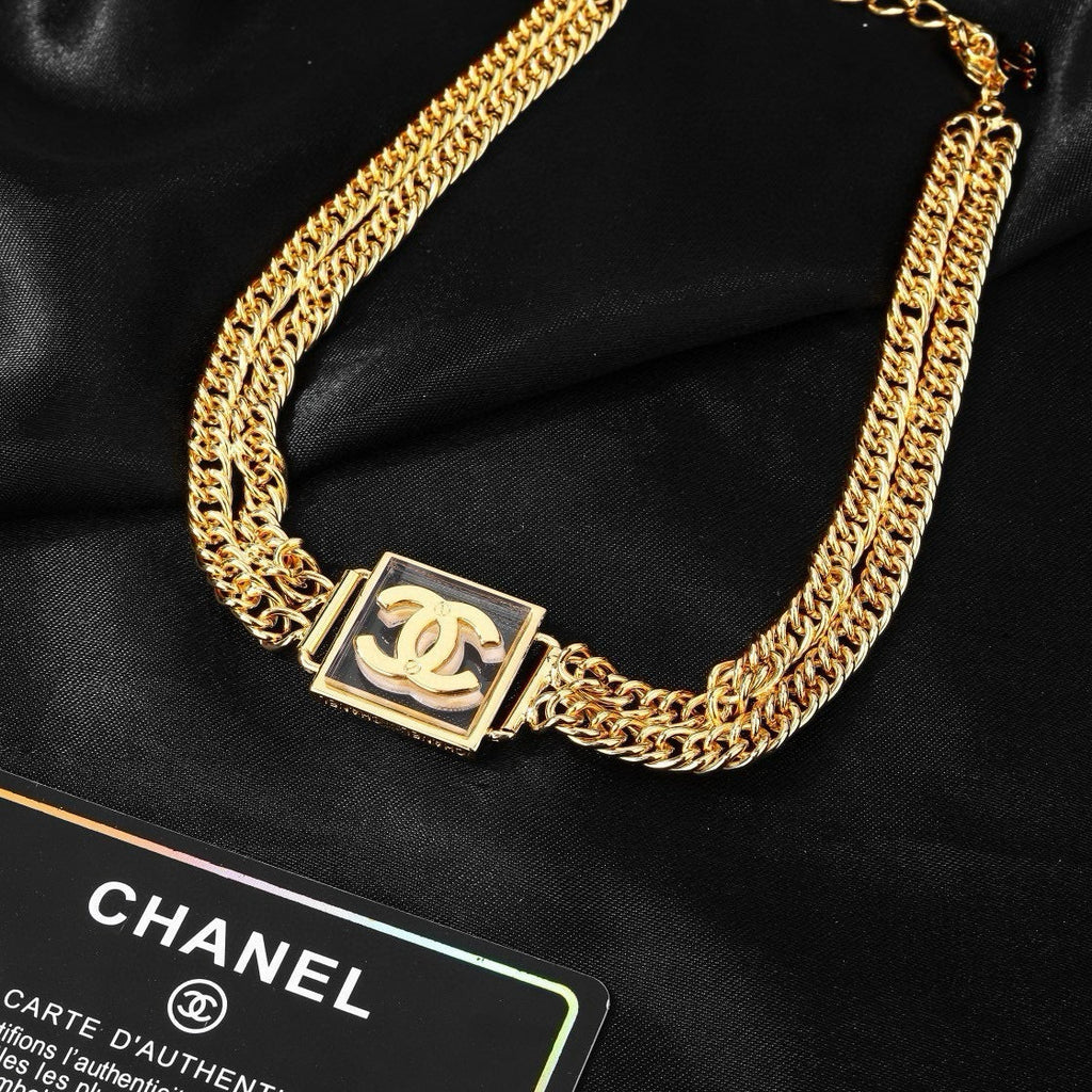New Fashion Women's CC Square Multi-layer Gold Choker ZS1326101013