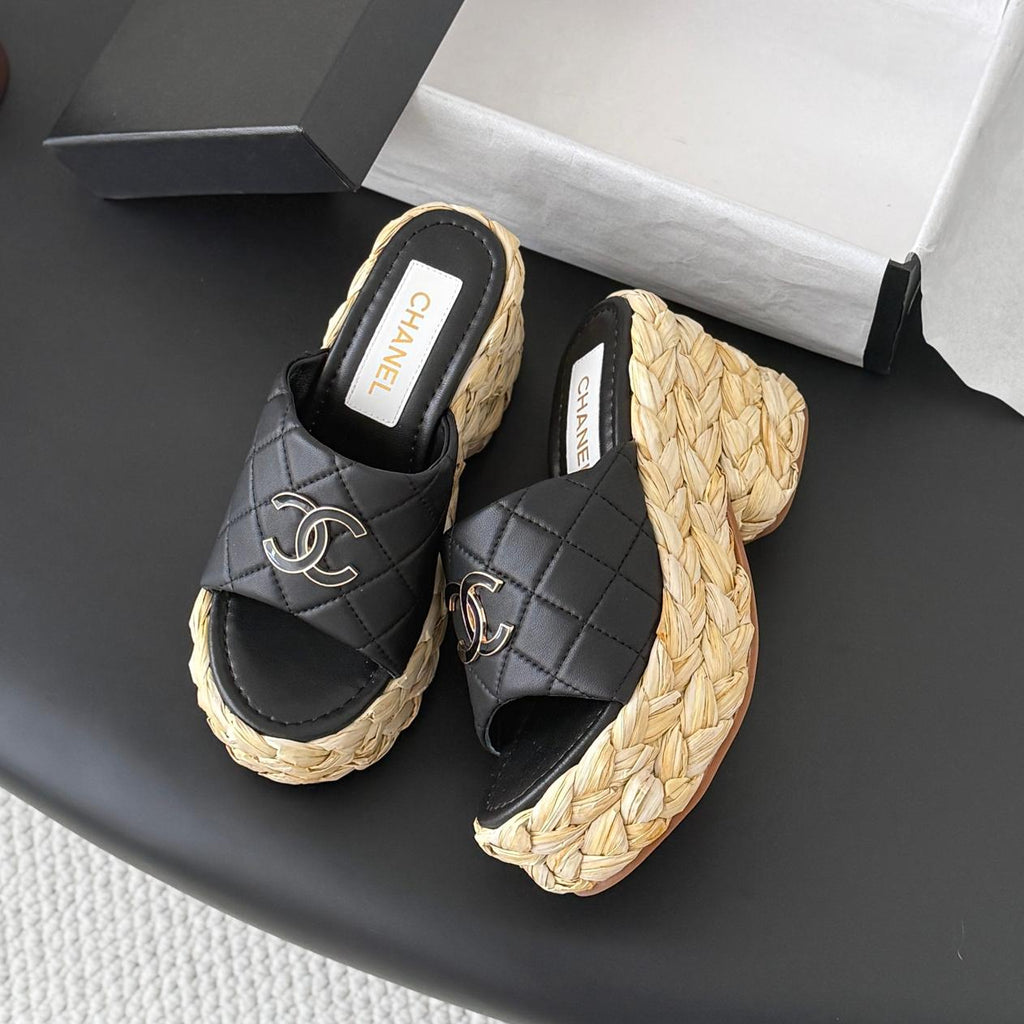 Stylish women's platform woven slippers 0726051901