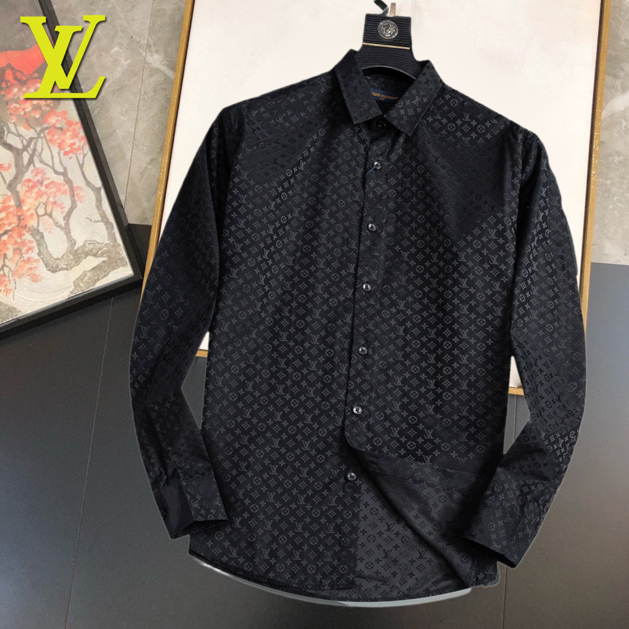 L fashionable printed all-cotton lapel shirt 0725092601