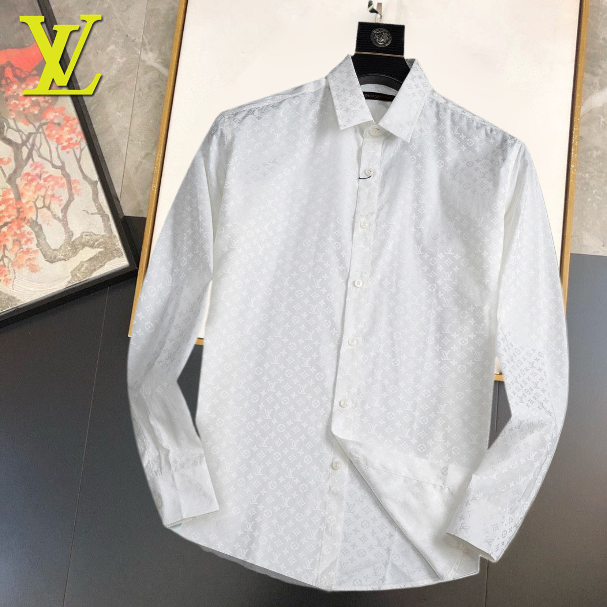 L fashionable printed all-cotton lapel shirt 0725092601