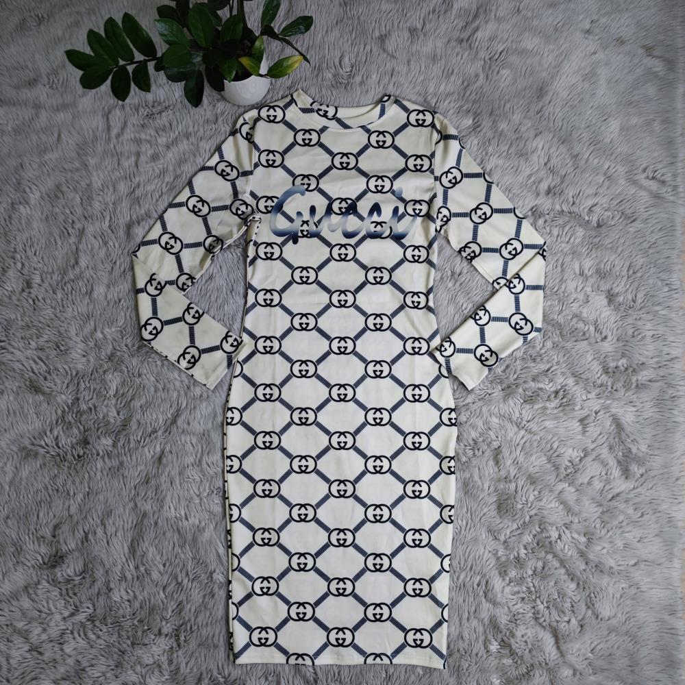Sexy printed slim fit hip-huing dress XC0823110101