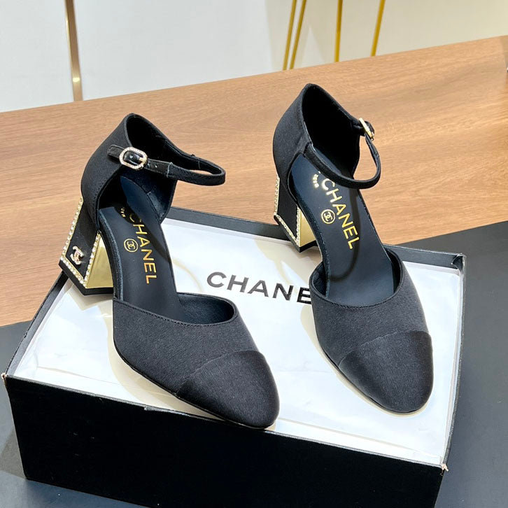 Rhinestone square heel high heels 1824082802