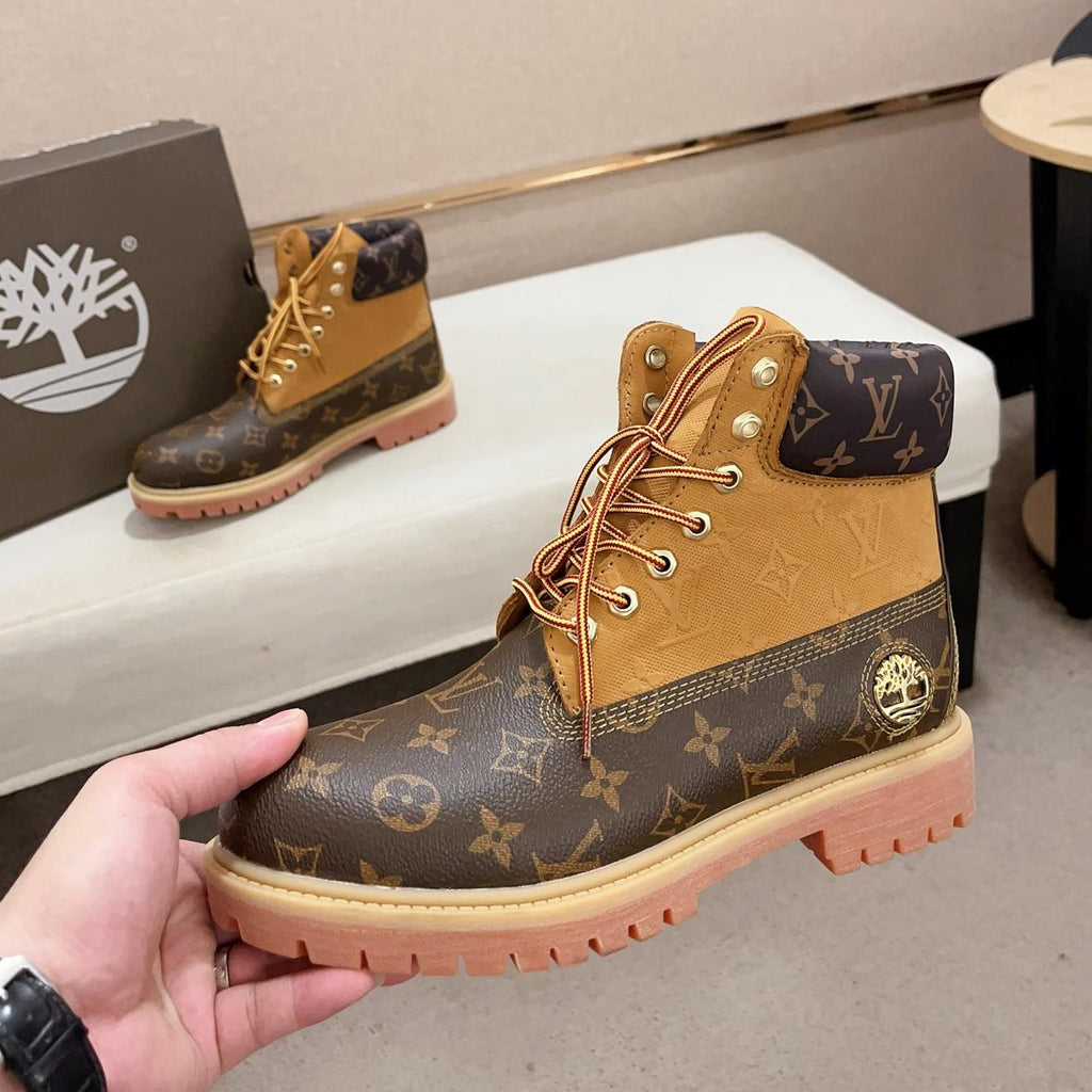 New Black and Brown V Logo Men's bootsPD052024090603
