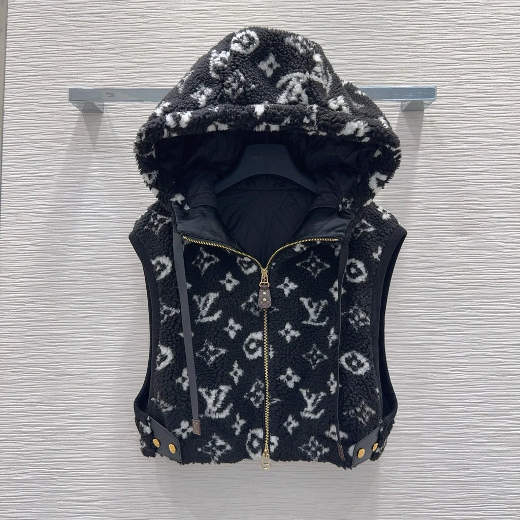 New lambskin hooded vest jacket 1426012901