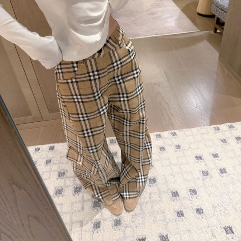 New Fashion Women's Plaid Cargo Wide Leg Pants PD1326091008