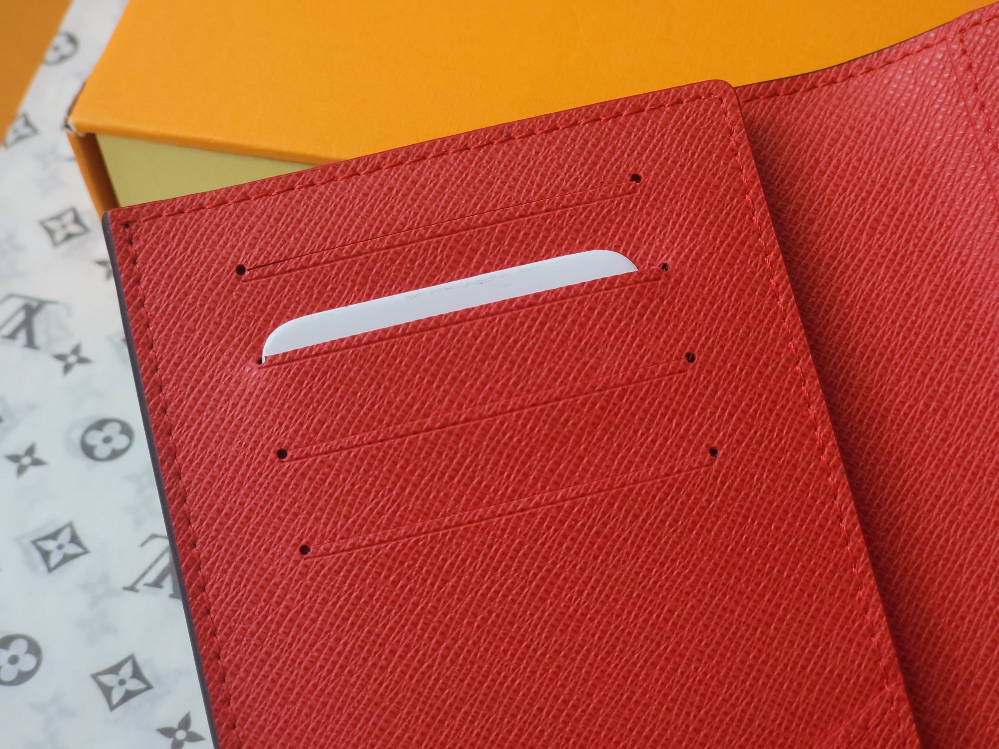 L & V Stylish Cowhide Cherry Passport Card Bag  M0726051901