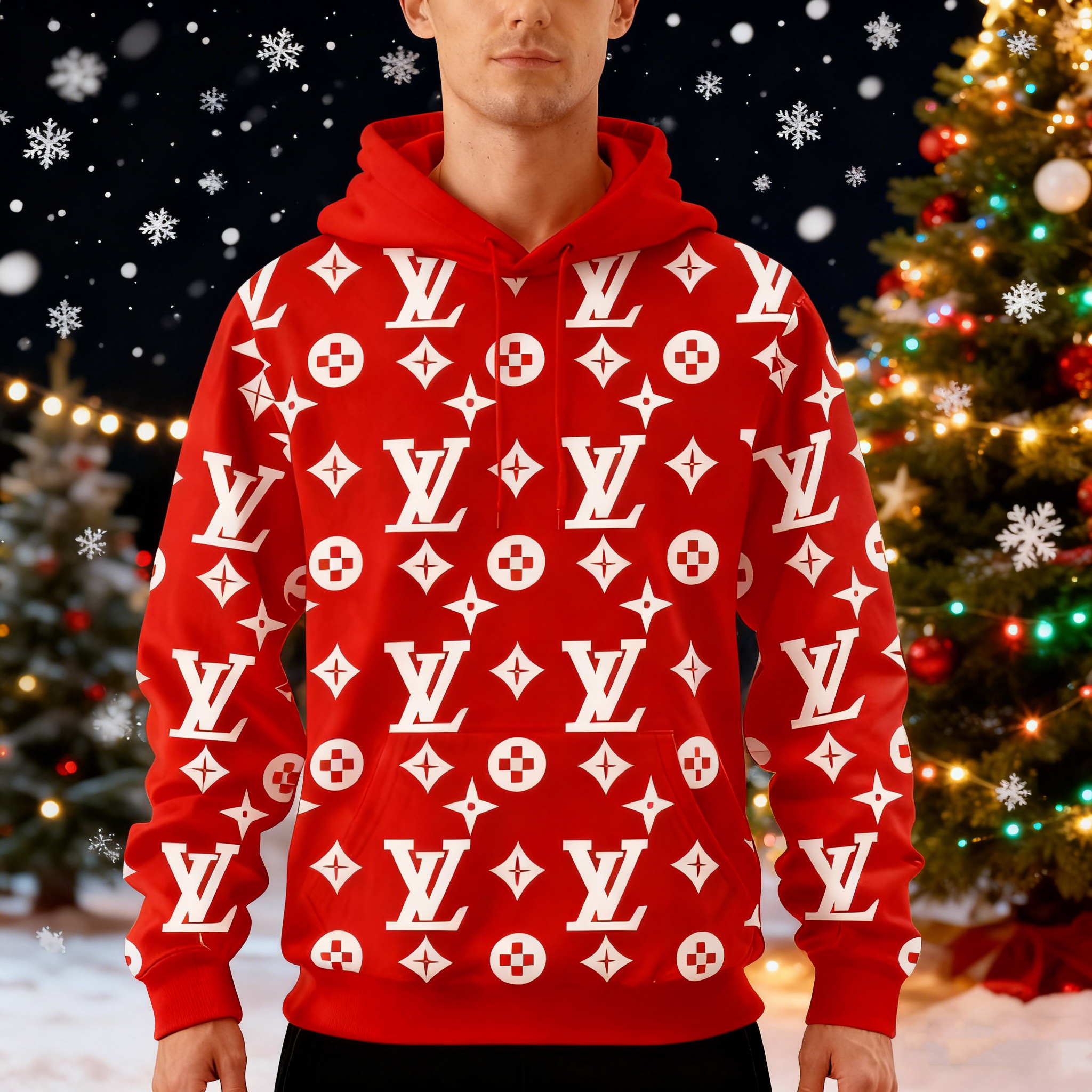 V Logo brown Loose printed hooded 3D0725110901