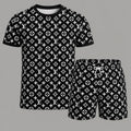 Men's Fashion Printed Short Sleeve Suit 3D1026070329