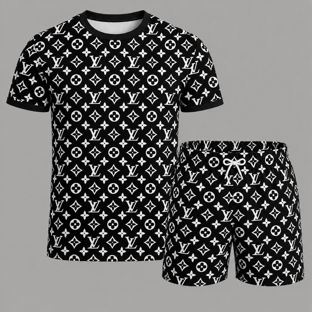 Men's Fashion Printed Short Sleeve Suit 3D1026070329