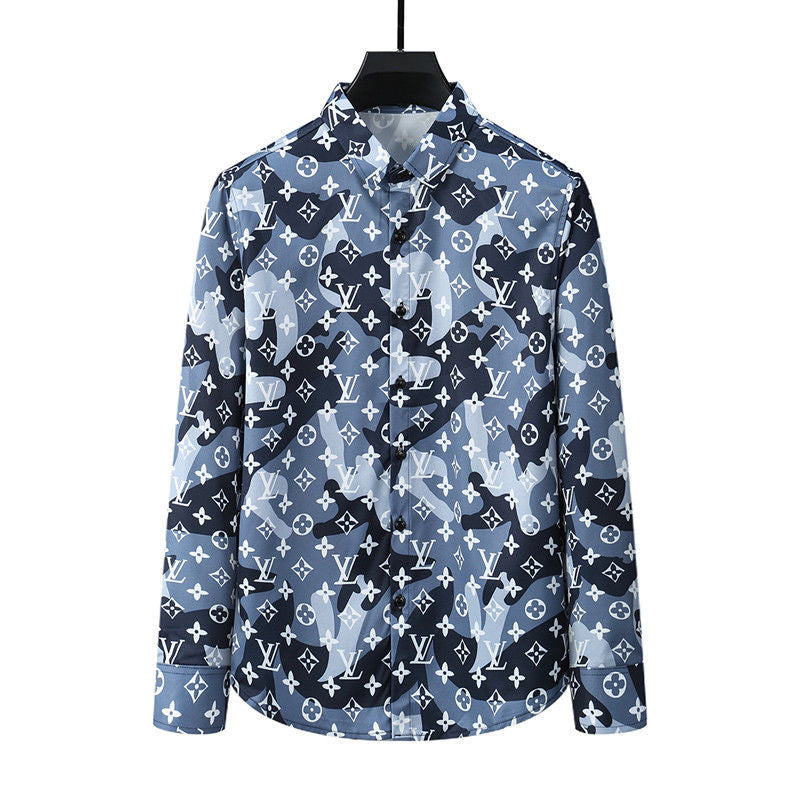 New Letter Print Men's Casual Shirts Trendy Men's Personality Shirts