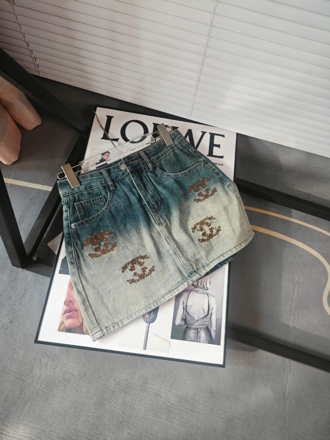 Letter embroidered classic denim skirt 0724050905