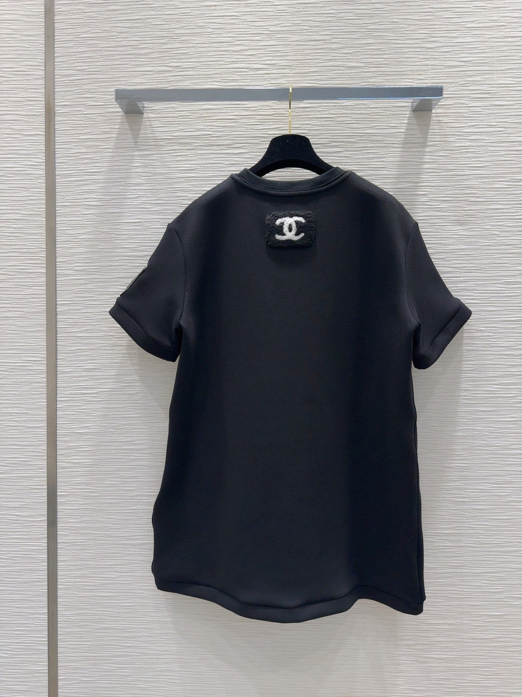 round neck stitching diamond patent leather short sleeves 0724121106
