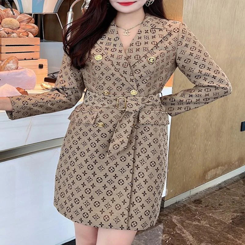 New long-sleeved design waisted suit fashion dress 1024021901