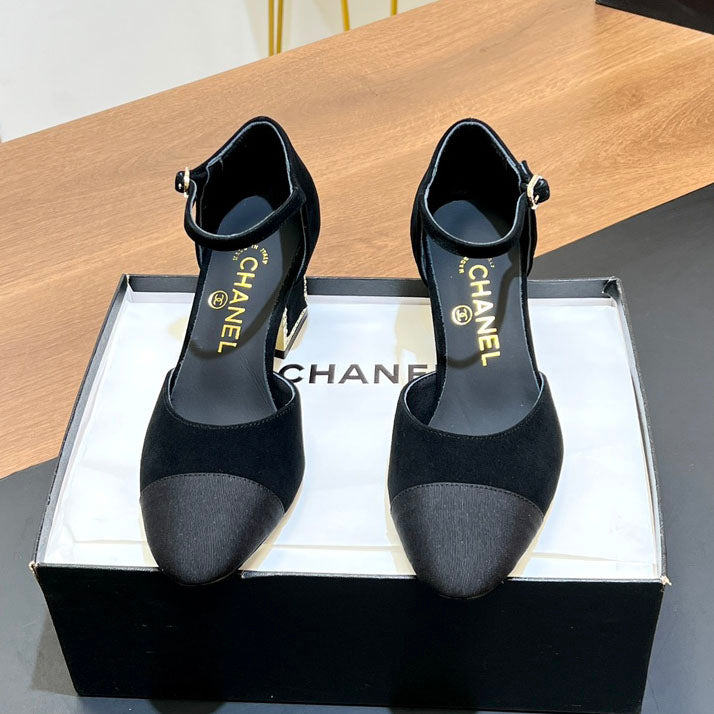 Rhinestone square heel high heels 1824082802