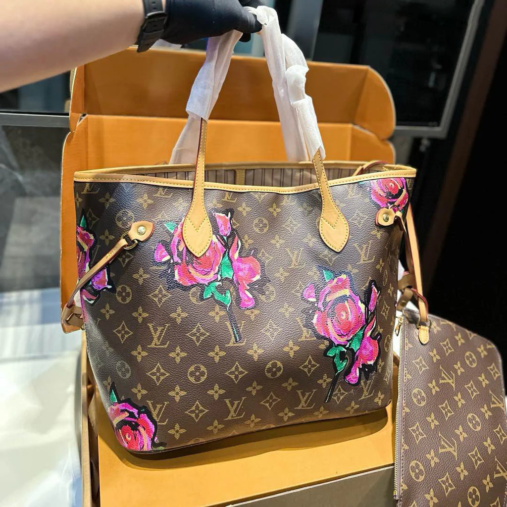 Luxury Hand Painted Rose Tote Bag 1025011507