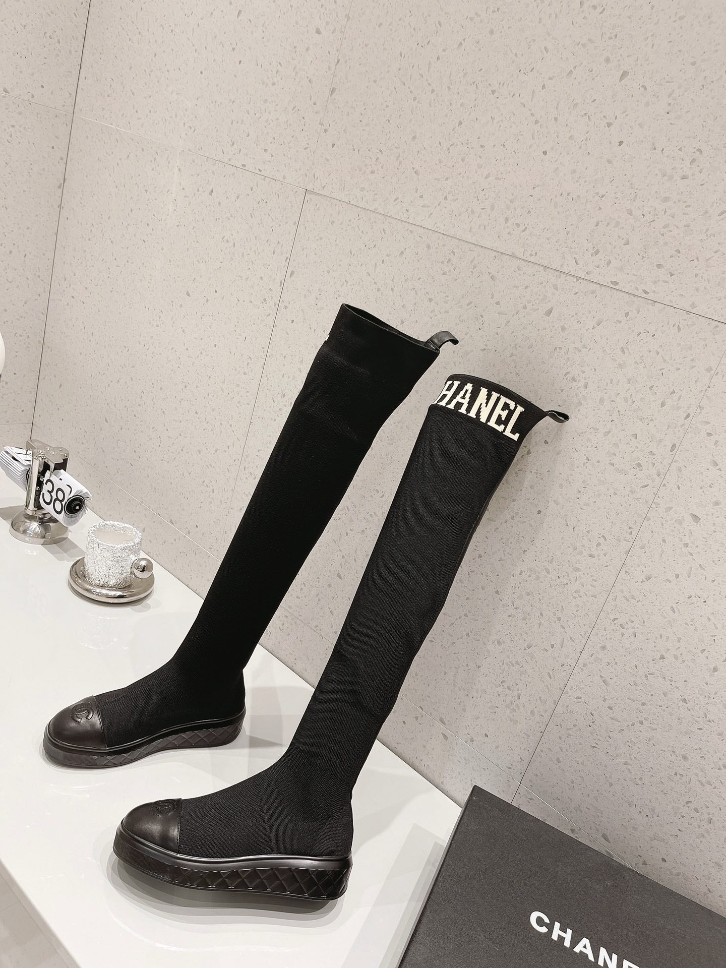 23 New CL classic letter embroidered stretch boots XC0423101303
