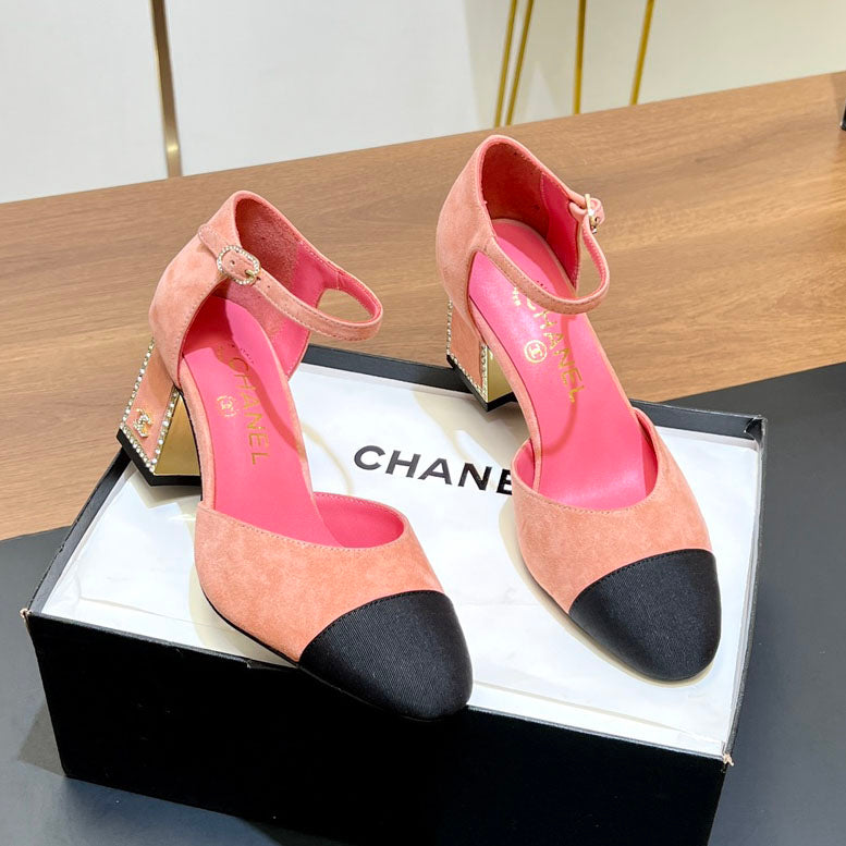 Rhinestone square heel high heels 1824082802
