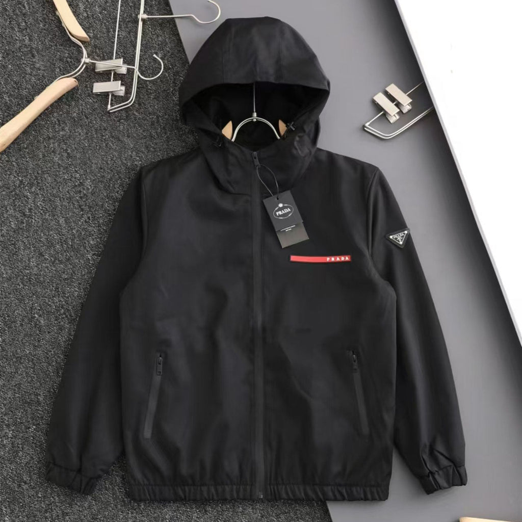 PR Triangular logo red tape hooded jacket 1824100701
