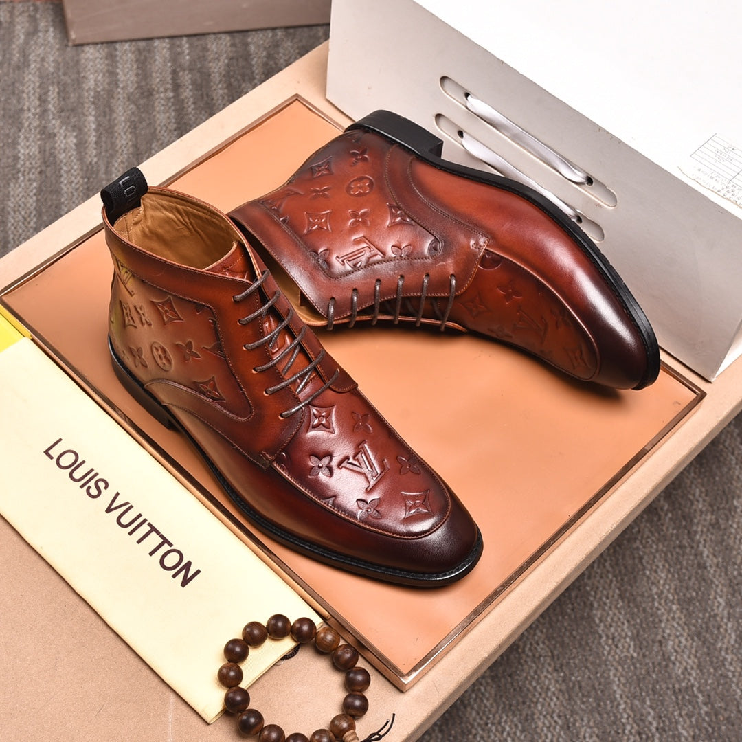 L high-top printed business leather shoes 0724120515