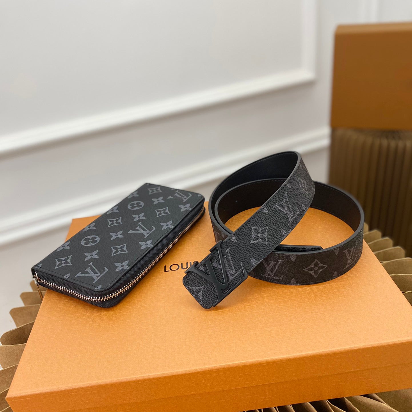 V high-end two-in-one gift box single pull wallet belt belt