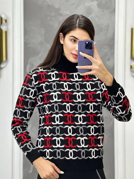 Fashion Printed Turtleneck Sweater 0725042108