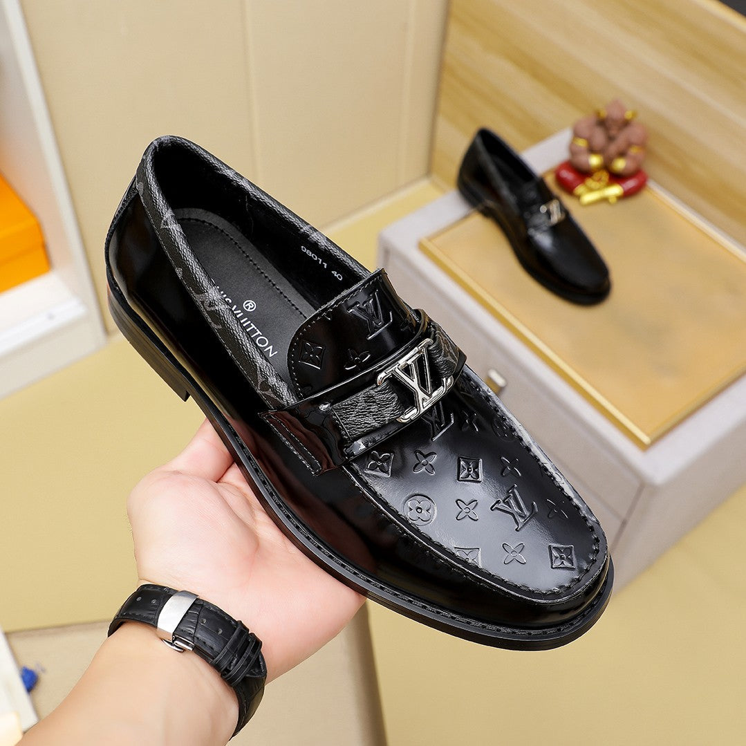 L men's fashionable patent leather printed shoes 0725031005