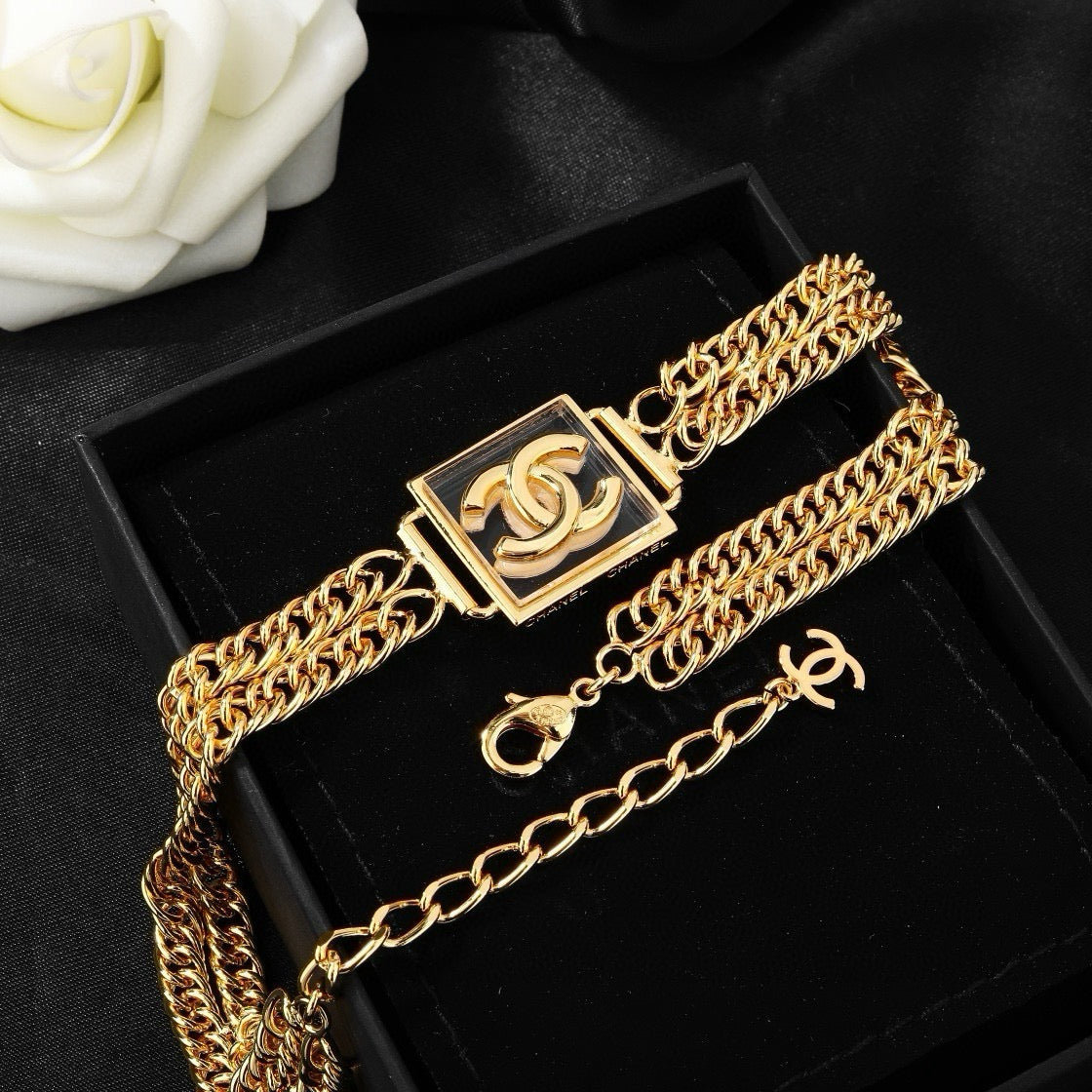 New Fashion Women's CC Square Multi-layer Gold Choker ZS1326101013