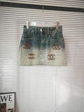 Letter embroidered classic denim skirt 0724050905