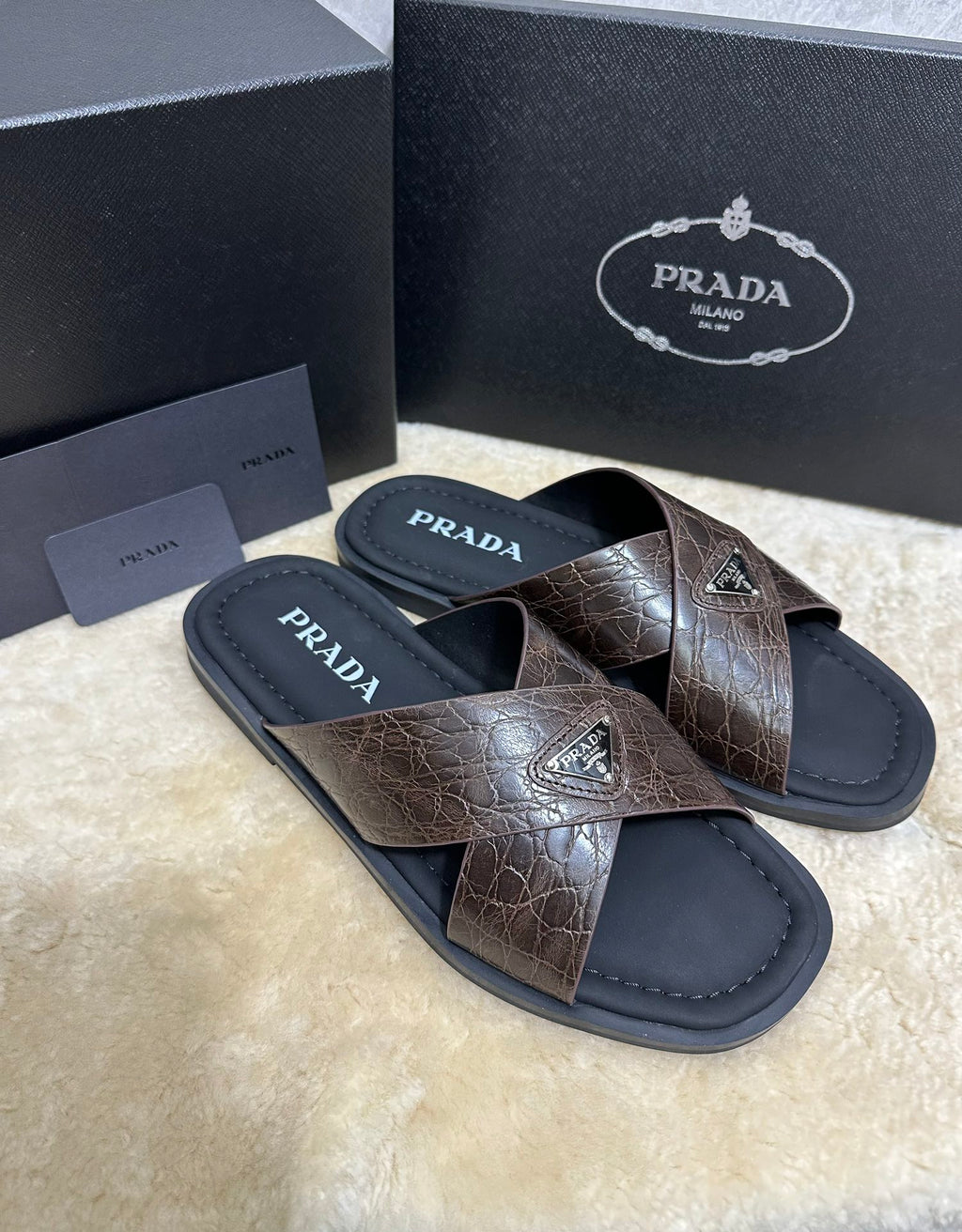Pr Men's Crocodile Leather Slippers 0726042102