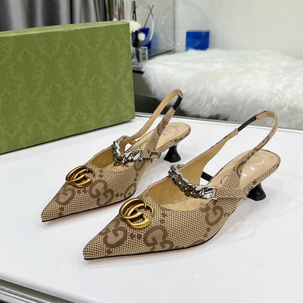 Leather Classic Print Pumps XC0723042418