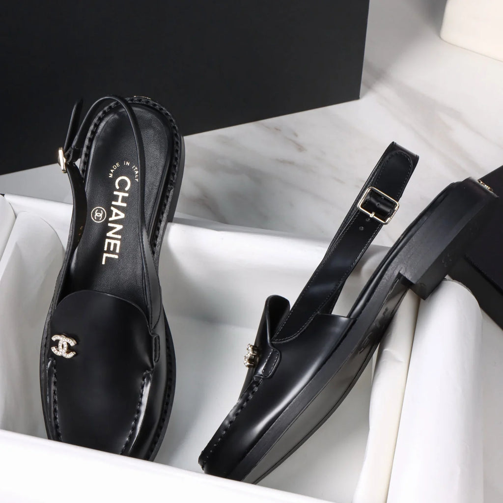 Women's Black Slingback Loafers