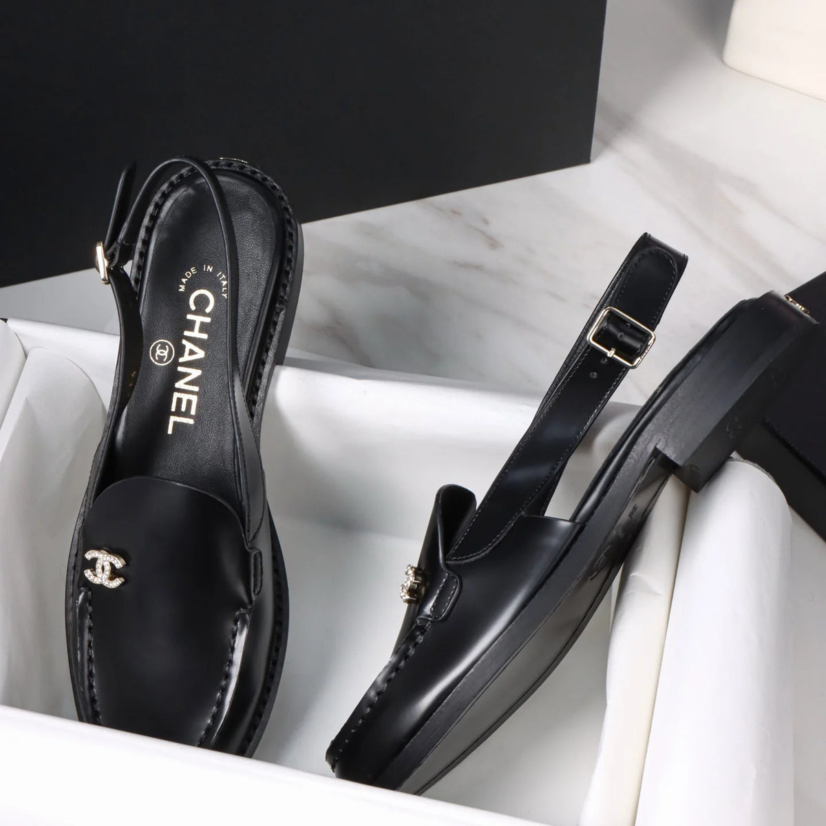 Women's Black Slingback Loafers