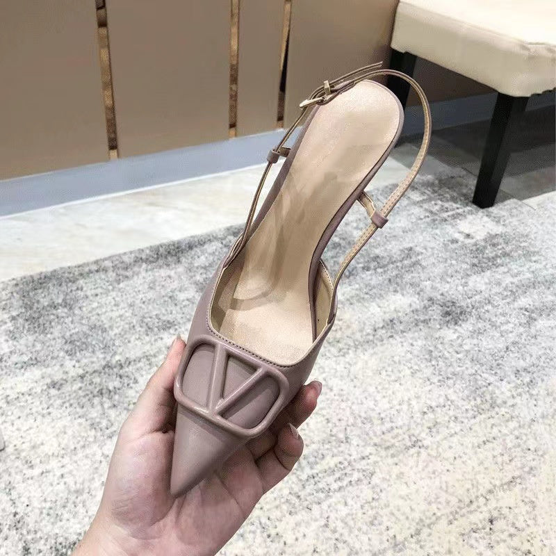 V pointed toe stiletto sandals