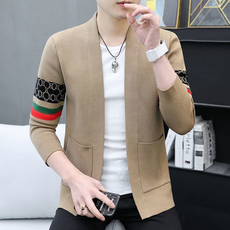 Knitted cardigan jacket men's autumn and winter new trend outerwear fashion all-match sweater men