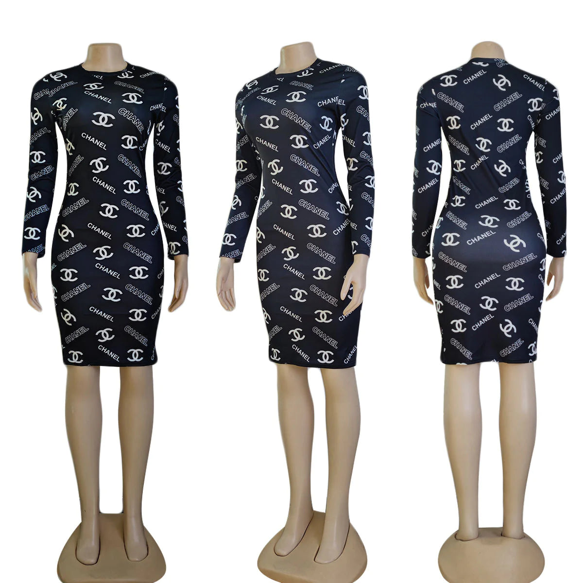 Sexy printed slim fit hip-huing dress XC0823110101
