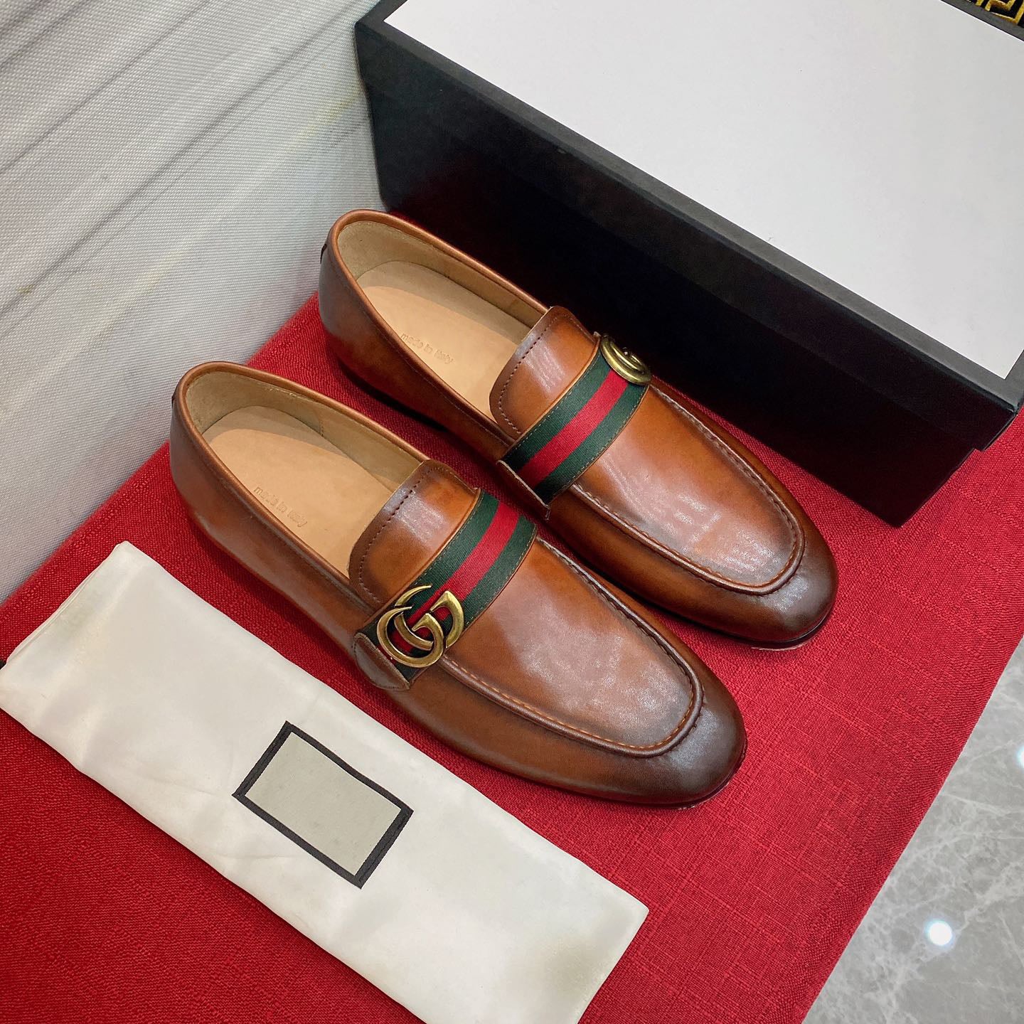 Men's Fashion Business Luxury G LOGO Brown slip on shoes