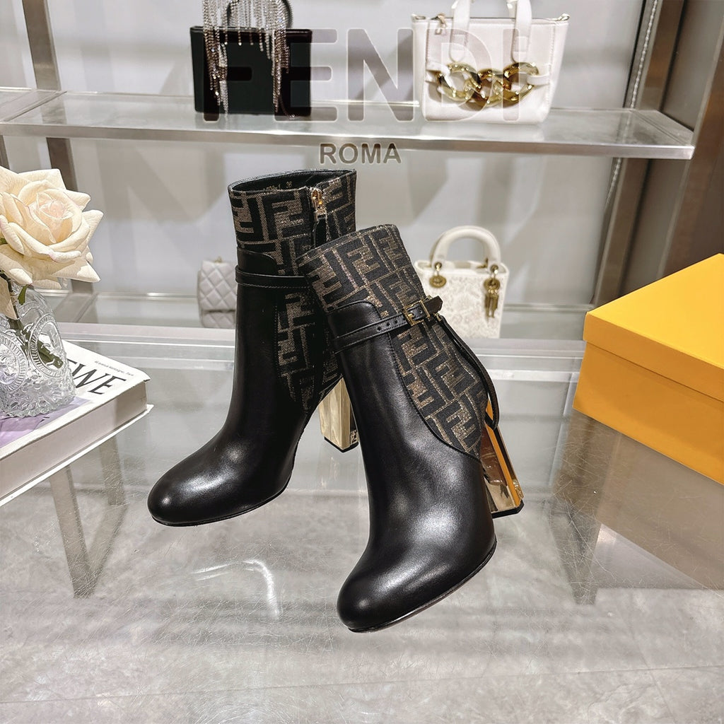 Round toe leather Delfina boots 1824111503